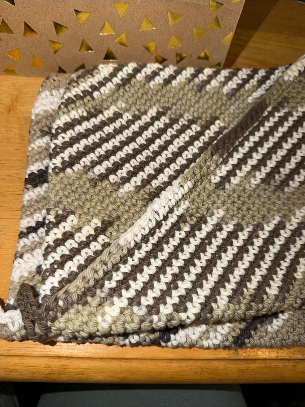 Handmade Washcloths and Pot Holders- Cream and Brown